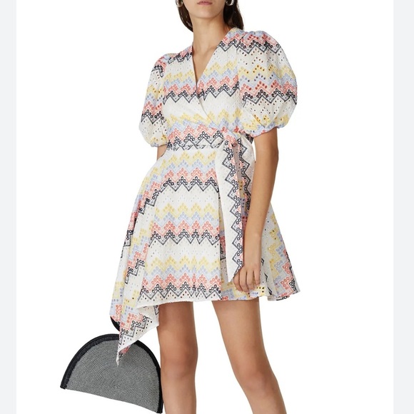 N12H Printed Alice Dress White Multicolor Eyelet - Picture 2 of 7